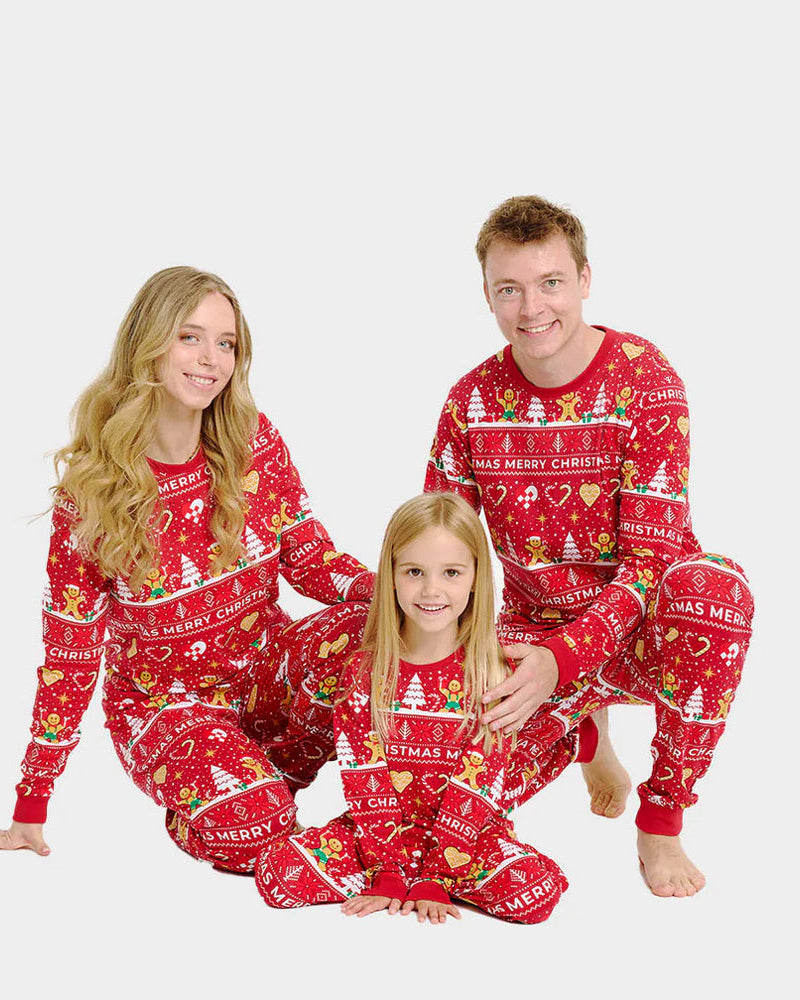 Pijama Navideña Familia y Niños Gingercookies Rojo