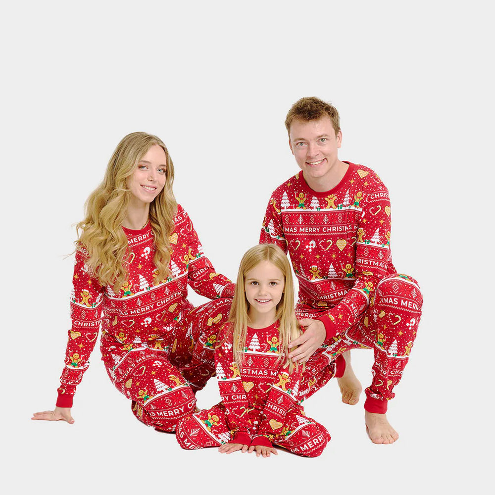 Pijama Navideña Familia y Niños Gingercookies Rojo