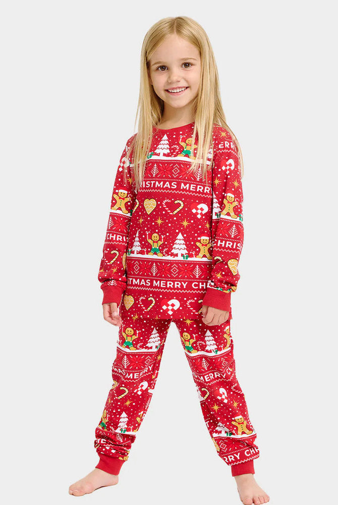 Pijama Navideña para Niños Gingercookies Rojo