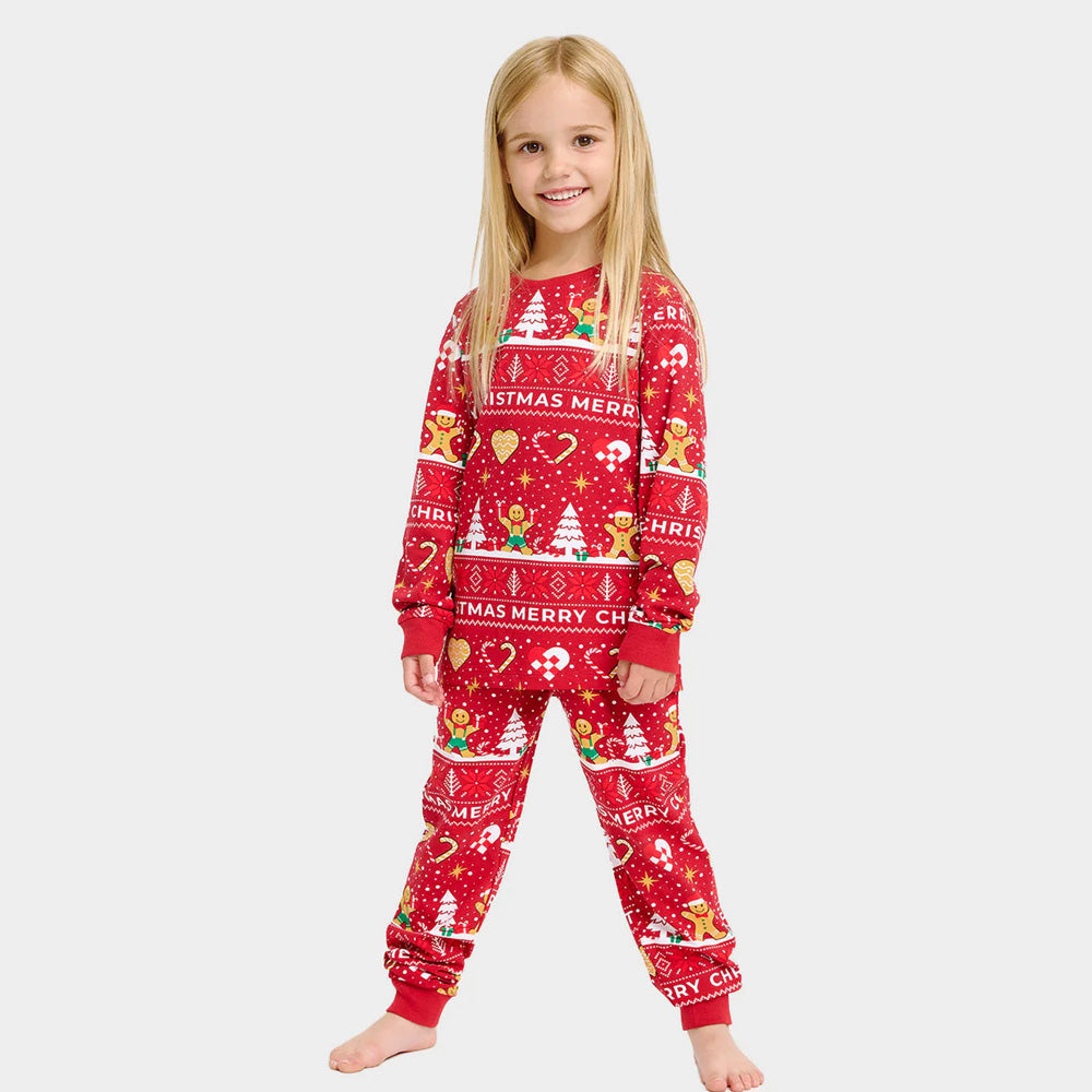 Pijama Navideña para Niños Gingercookies Rojo