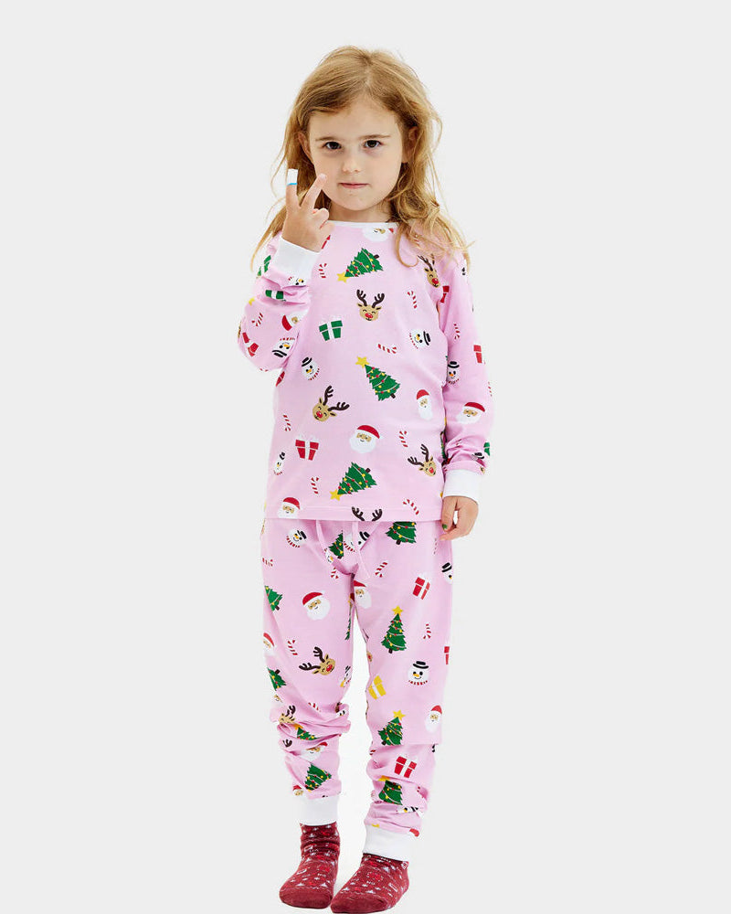 Pijama Navideña para Niña Rosa Motivos Navideños
