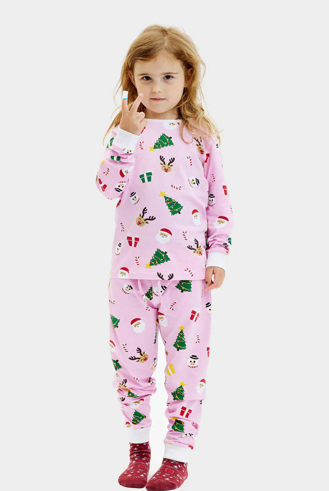 Pijama Navideña para Niña Rosa Motivos Navideños