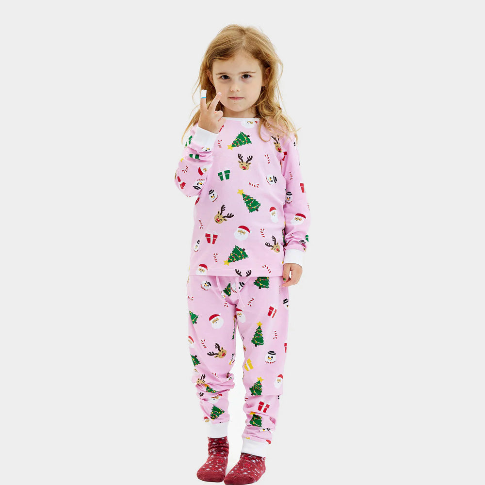Pijama Navideña para Niña Rosa Motivos Navideños