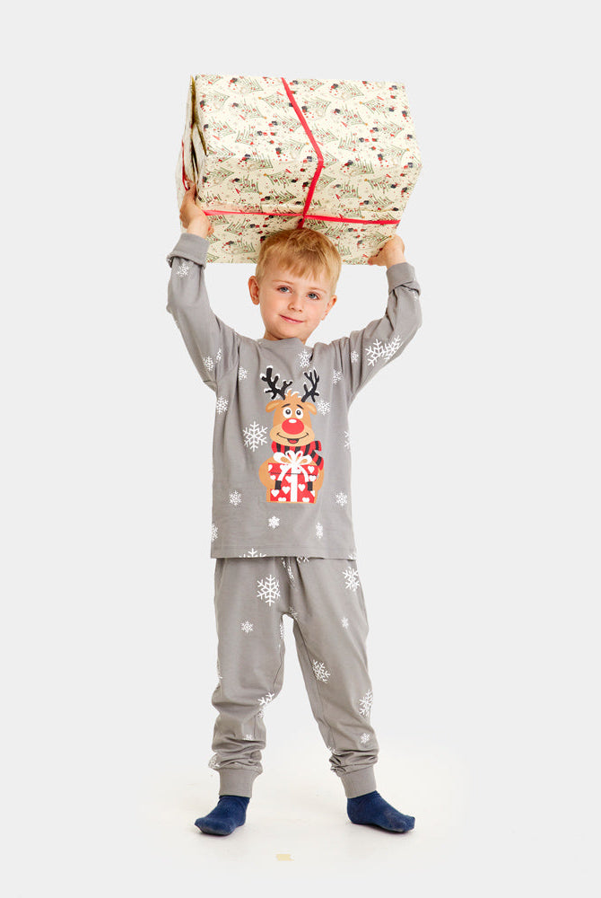 Pijama Navideña para Niño Gris Reno Rodolfo
