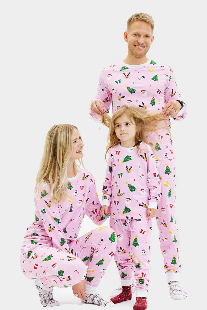 Pijama Navideña para Niño y Niña Rosa Motivos Navideños Familia