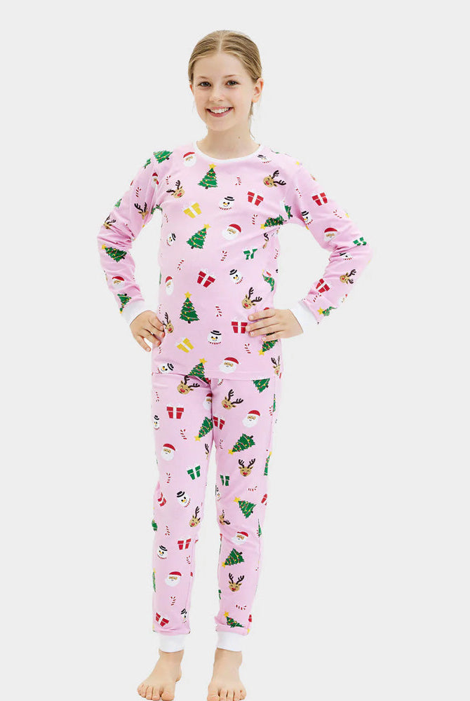 Pijama Navideña para Niño y Niña Rosa Motivos Navideños