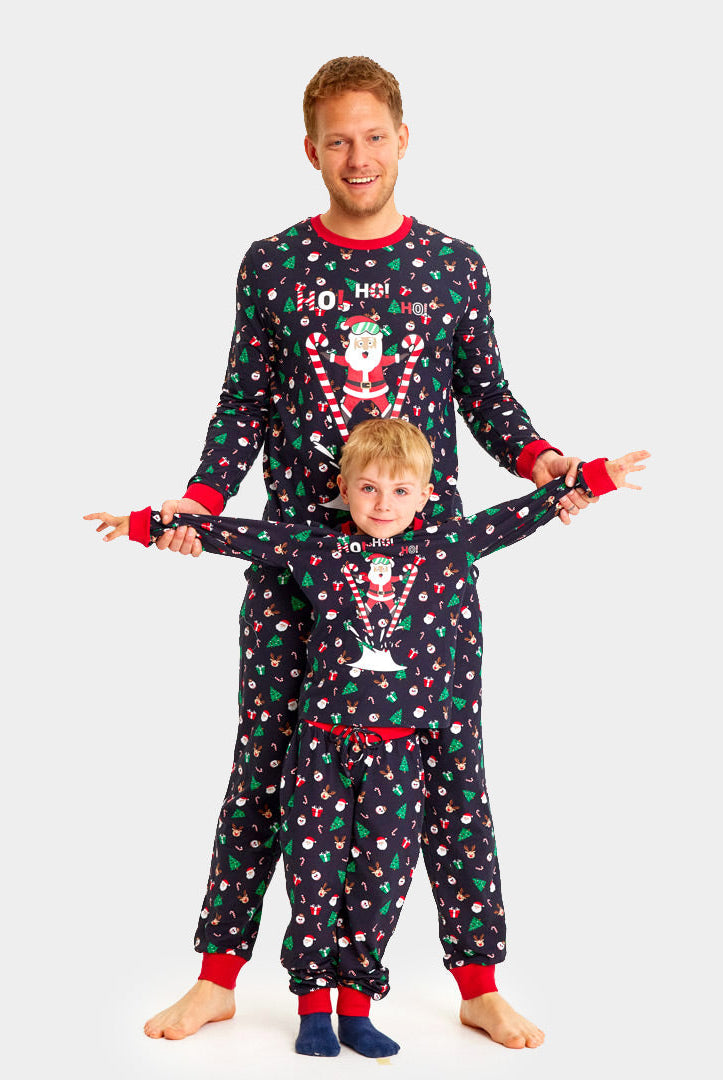Pijama Navideña para Familia con Papá Noel Esquiador