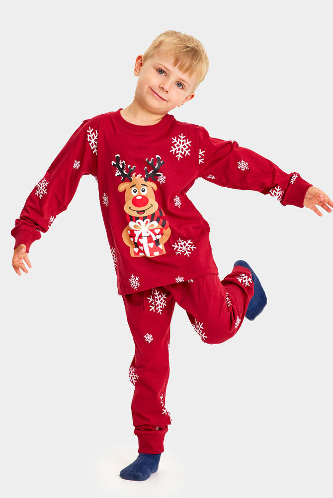 Pijama Navideña para Niños Rojo Reno Rodolfo
