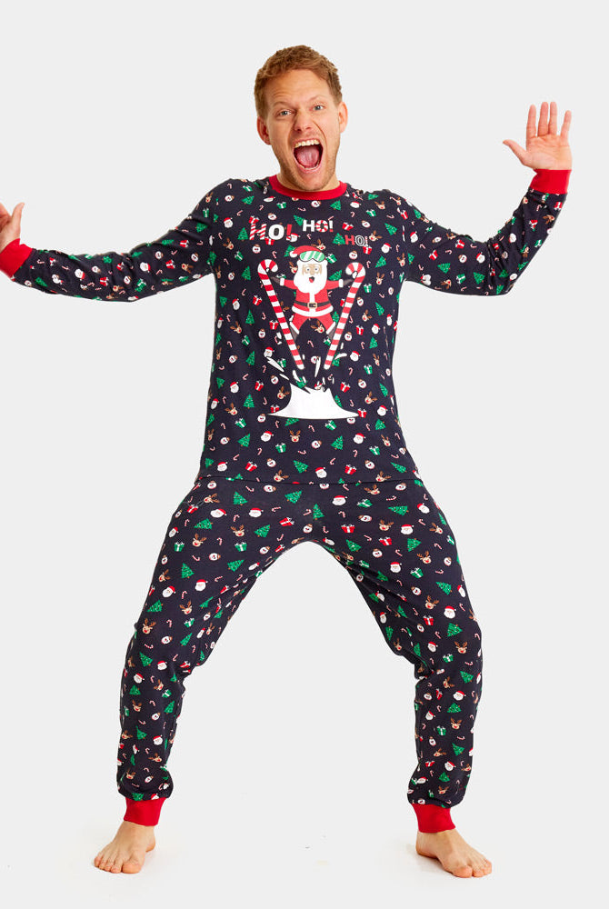 Pijama Navideña hombre con Papá Noel Esquiador