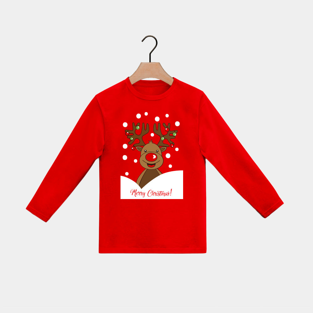 Playera Navideña Manga Larga para Niña y Niño Reno Rudolph