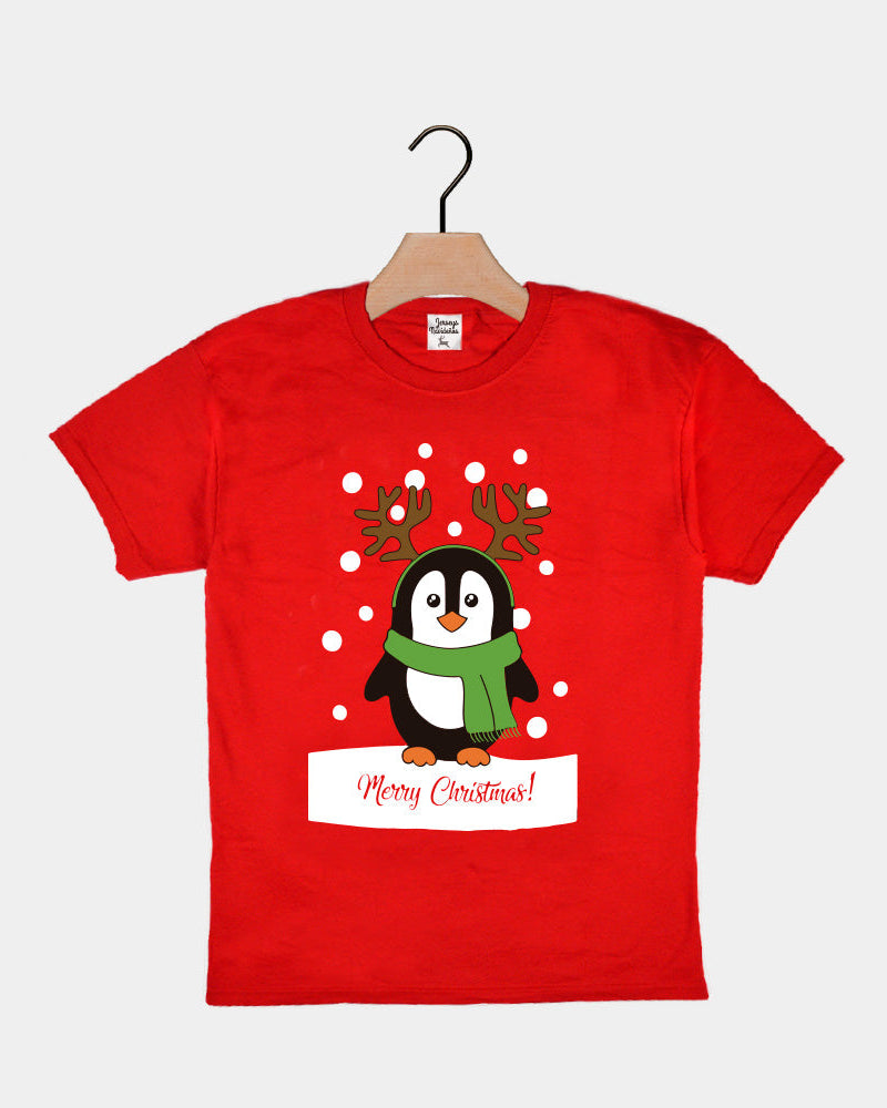 Playera Navideña para Niños Pingüino