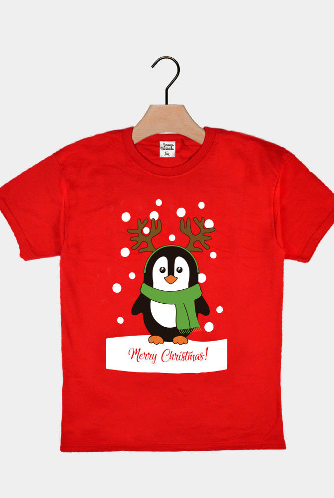 Playera Navideña para Niños Pingüino