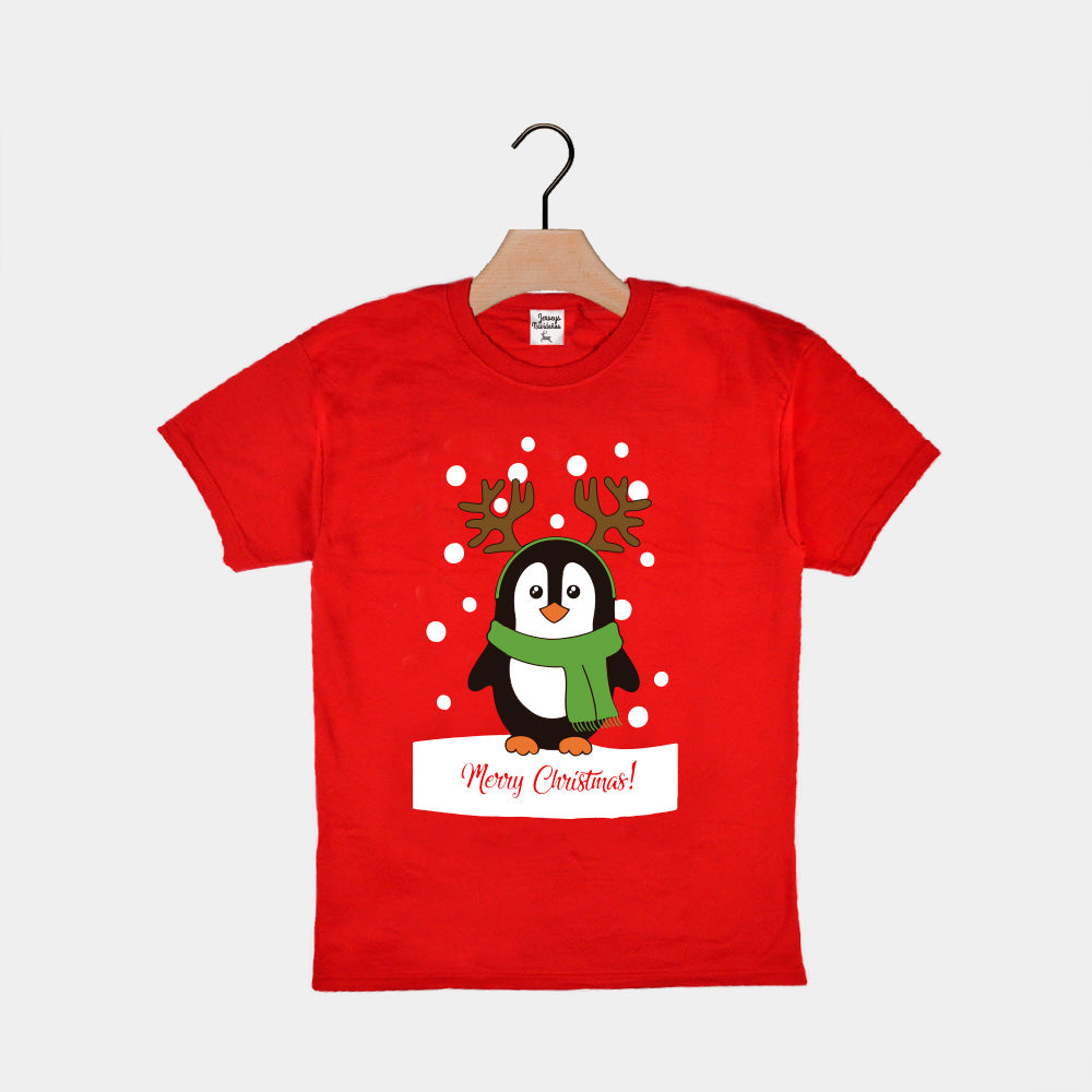 Playera Navideña para Niños Pingüino