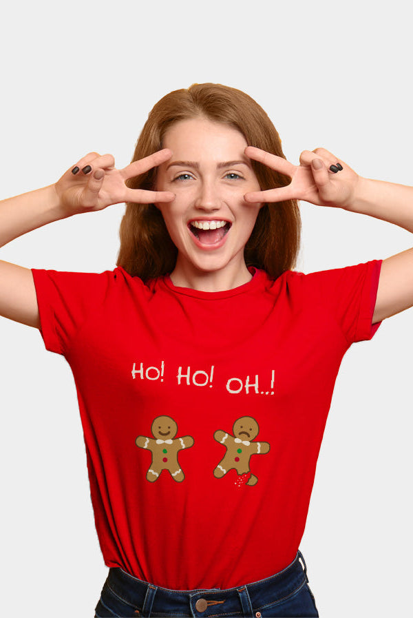 Playera Navideña Mujer Roja Gingerbread