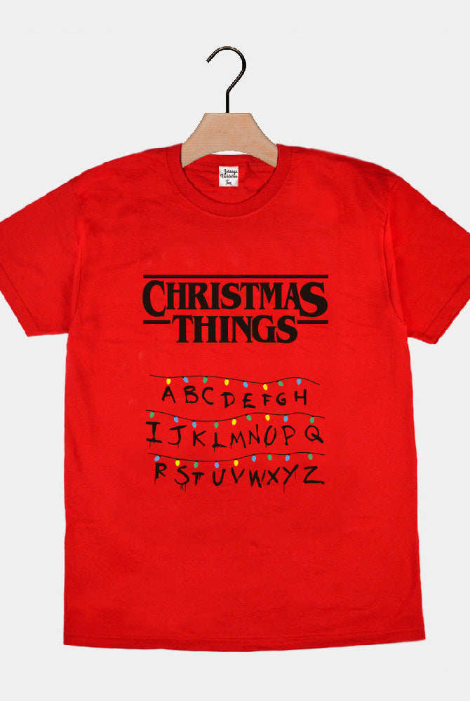 Playera Navideña Hombre Mujer Roja Christmas Things