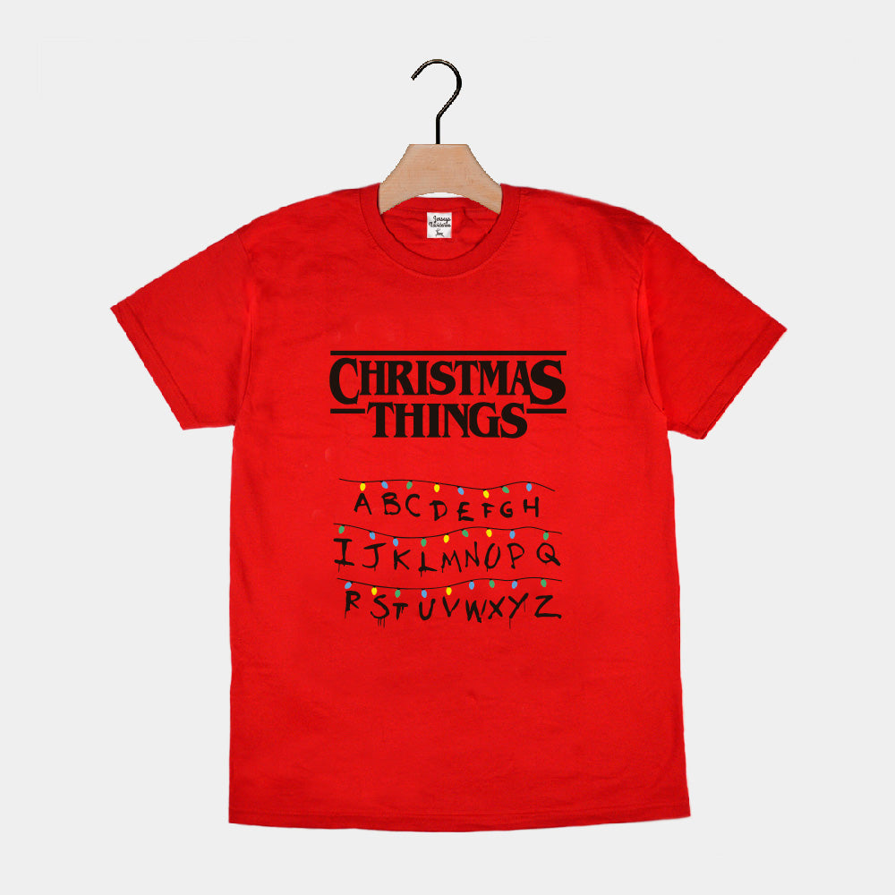 Playera Navideña Hombre Mujer Roja Christmas Things