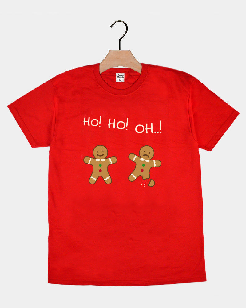 Playera Navideña Hombre Mujer Roja Gingerbreads
