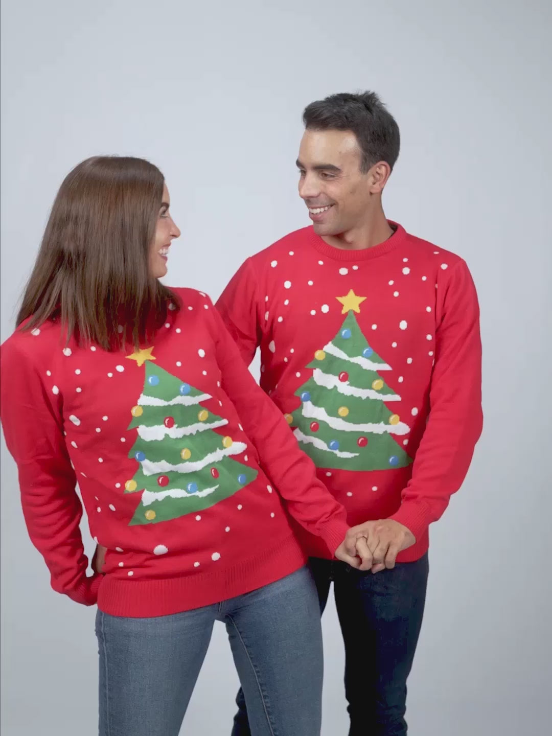 Suéter de Navidad para Mujer y Hombre  Rojo Árbol de Navidad