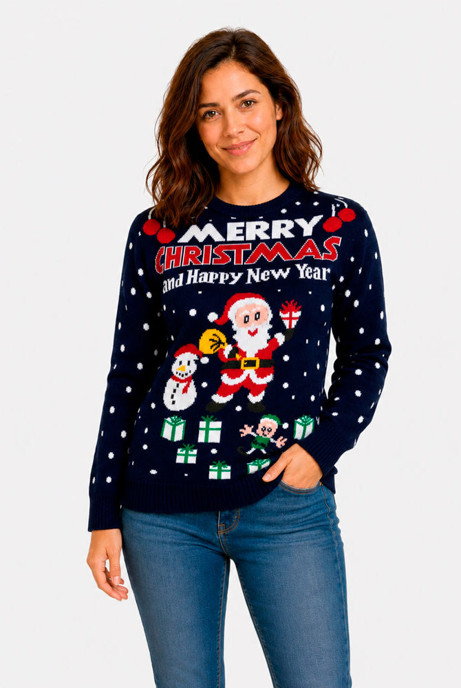 sueter Navideño Merry Christmas and Happy New Year Mujer