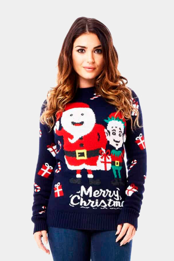 sueter Navideño Papá Noel y Elfo Mujer