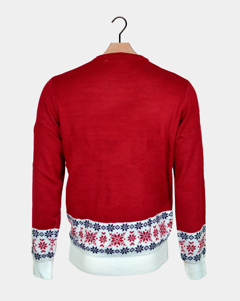 Suéter de Navidad Parejas Santa y Rudolph Sonrientes Espalda