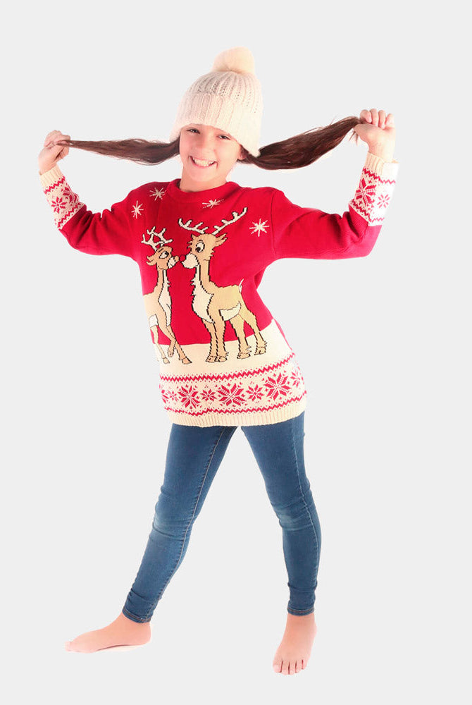 sueter de Navidad Niña Rojo con Renos Bebé Baby