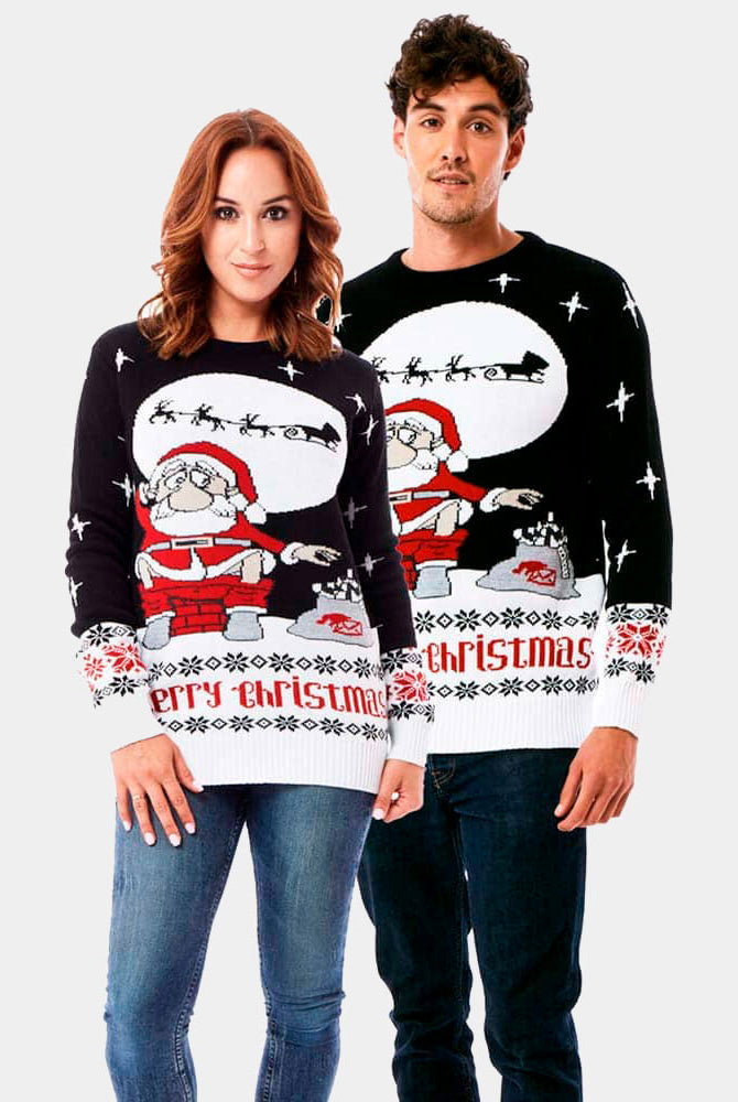 sueter Navideño Santa Descargando pareja