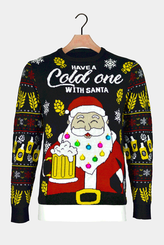 Suéter de Navidad con Luces LED Santa con Cerveza