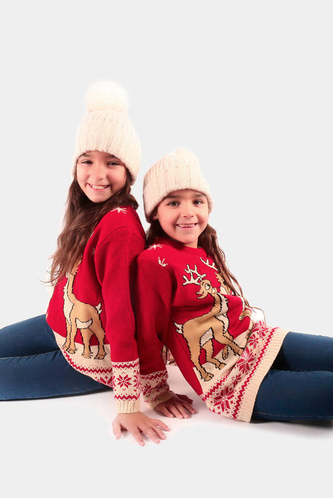 sueter de Navidad para Niña Rojo con Renos Bebé Baby
