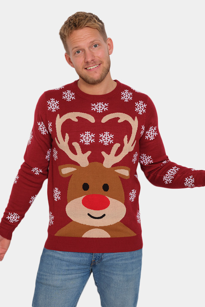 Suéter Navideño Reno Rudolph Rojo Hombre