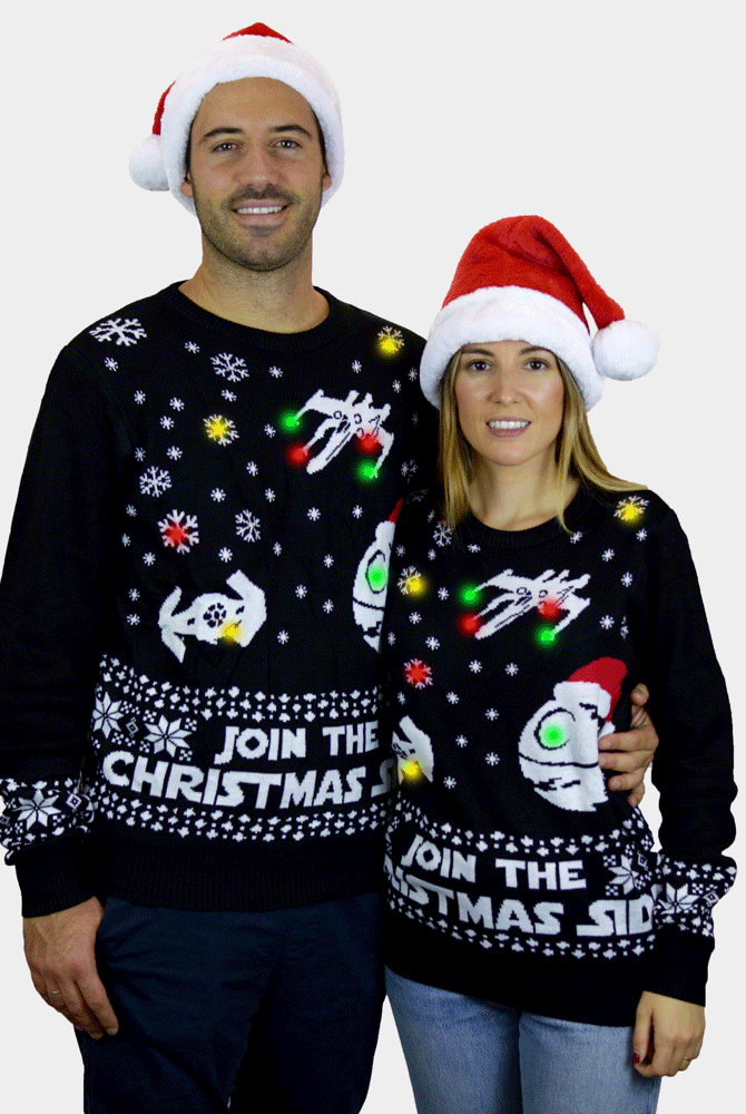 Suéter de Navidad Luces LED Hombre Star Wars Mujer Join the Christmas Side