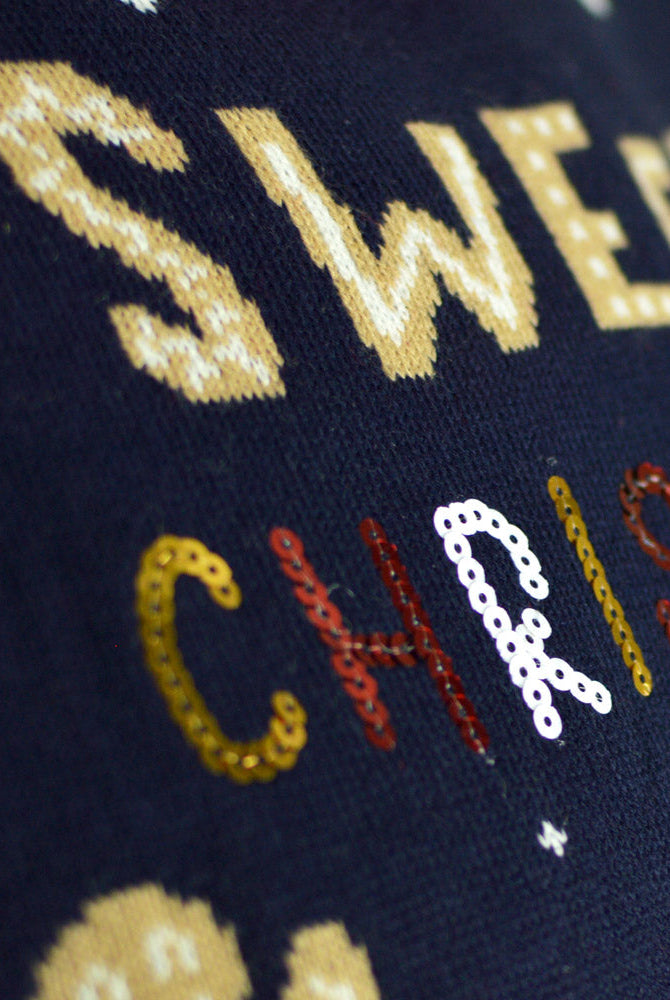 Suéter de Navidad con Luces LED Niña y Niño Azul Ginger Cookie Detalle