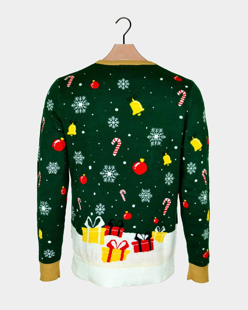 Suéter de Navidad con Luces LED Niña y Niño Papá Noel hecho un Lío Espalda