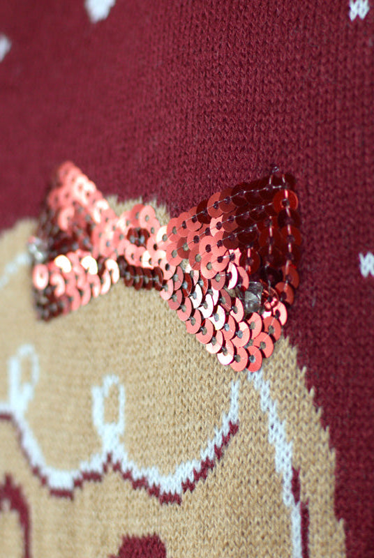 Suéter de Navidad con Luces LED para Niña y Niño Rojo Ginger Cookie detalle 2
