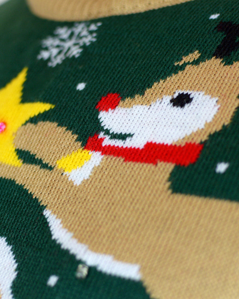 Suéter de Navidad Papá Noel hecho un Lío Luces LED para Mujer