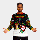 Suéter de Navidad con Luces LED Hombre Santa Rockero