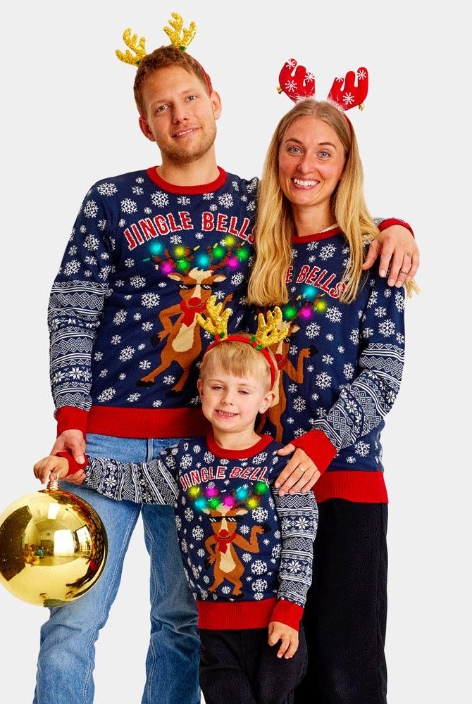 Suéter de Navidad de Luces LED para Familia Jingle Bells