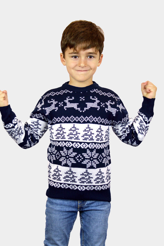 Suéter de Navidad para Familia Azul Polo Norte Niño