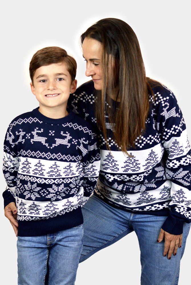 Suéter de Navidad para Familia Azul Polo Norte
