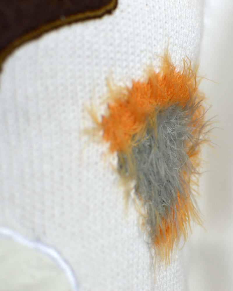 Suéter de Navidad para Familia Blanco con Reno 3D Peludo Detalle cara