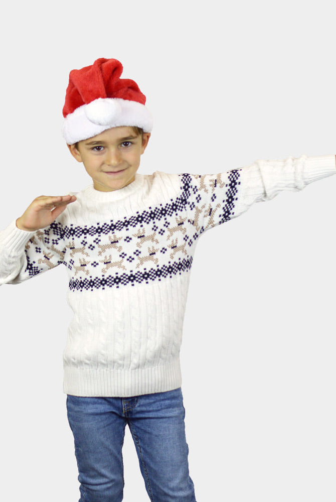 Suéter de Navidad para Familia Elegante Blanco Alaska niño