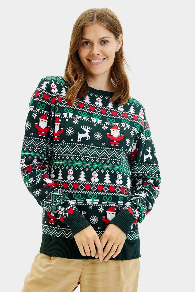 Suéter de Navidad para Familia Green Christmas Algodón Orgánico mujer