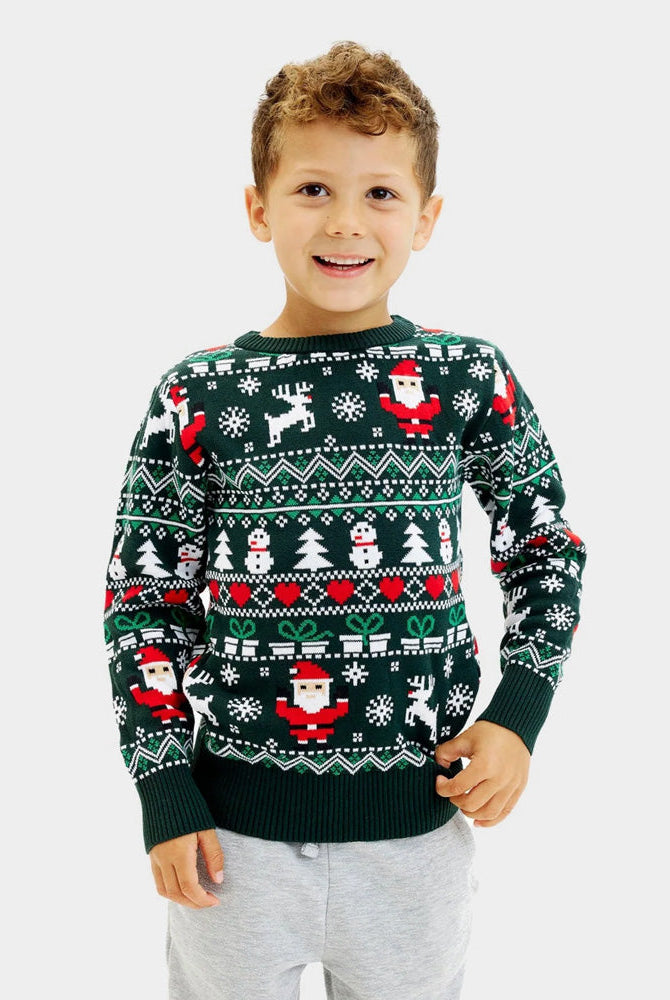 Suéter de Navidad para Familia Green Christmas Algodón Orgánico nino