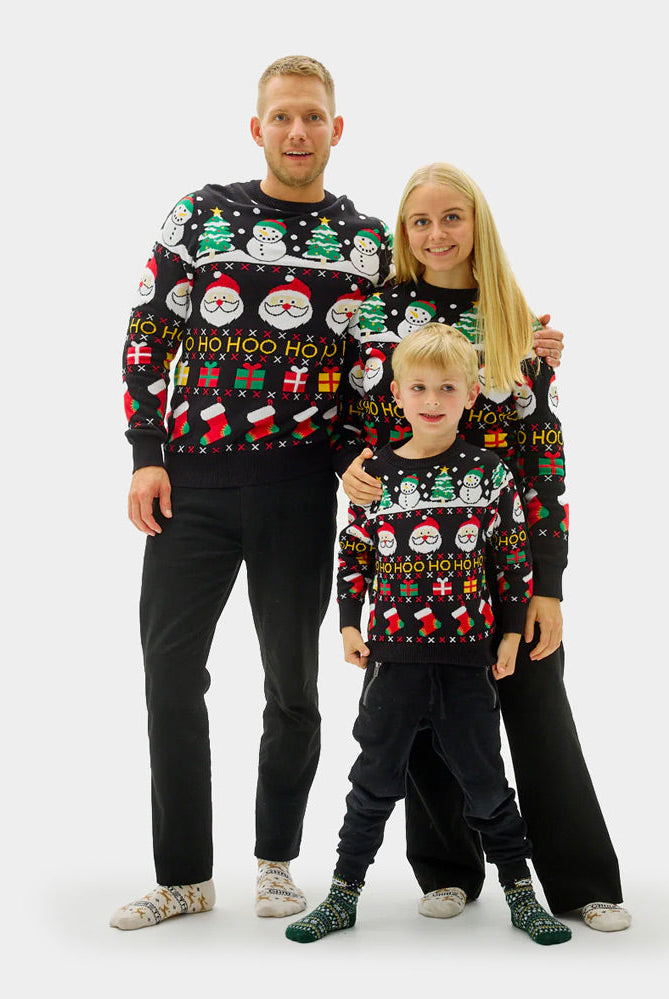 Suéter de Navidad familia Niño Santa Regalos Muñecos Algodón Orgánico