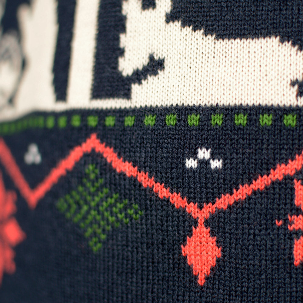 Suéter de Navidad para Familia Portal de Belén Azul