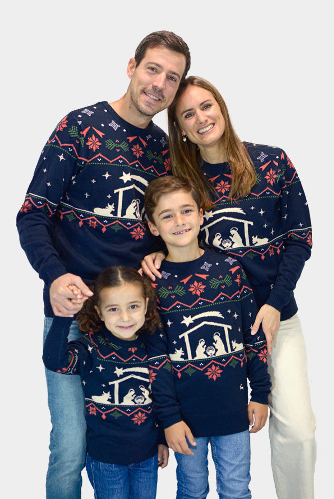 Suéter de Navidad para Familia Portal de Belén