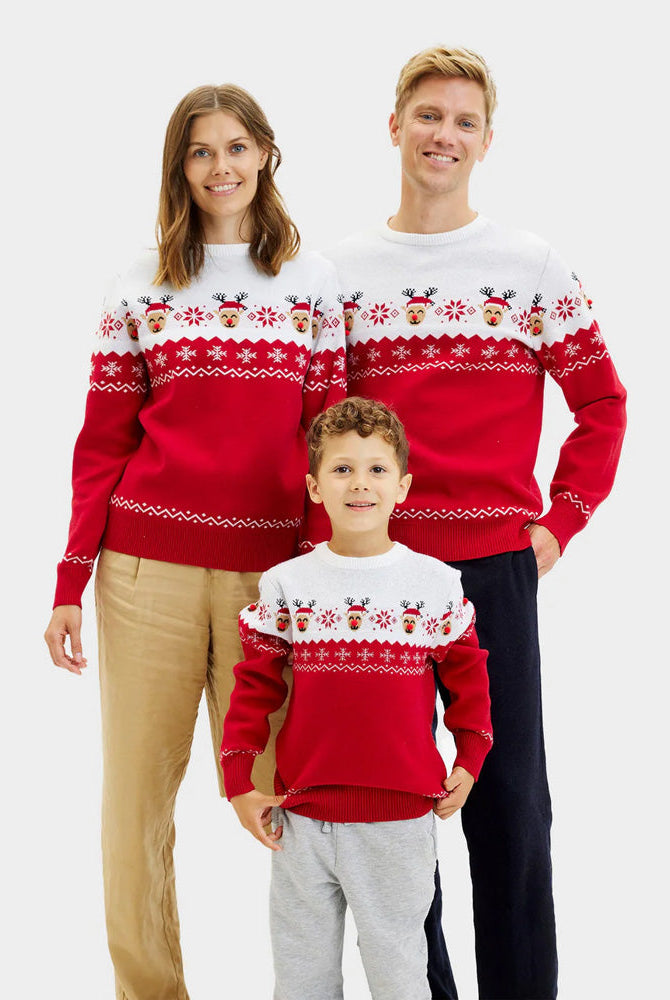 Suéter de Navidad para Familia Reno Adorable
