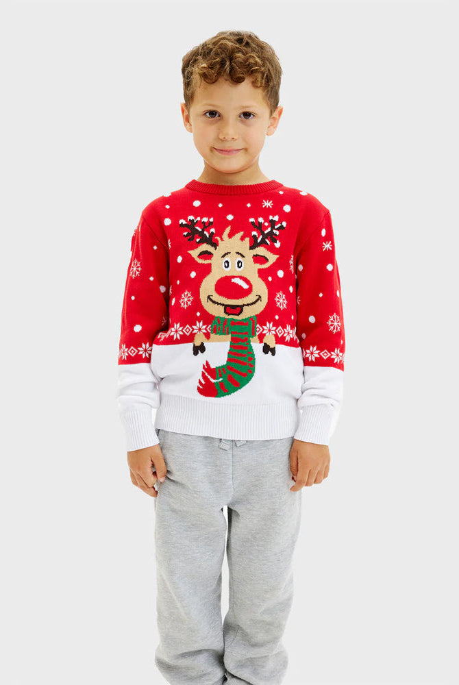 Suéter de Navidad para Familia Reno con Bufanda Algodón Orgánico