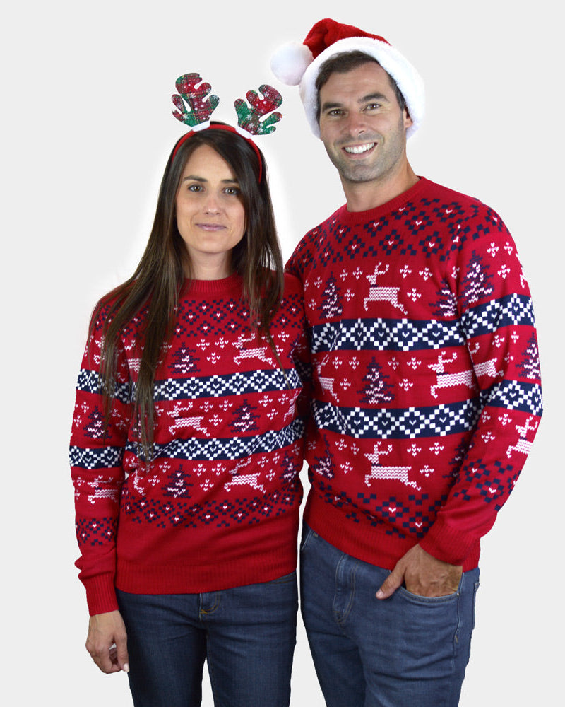 Suéter de Navidad para Familia Rojo Canadá pareja