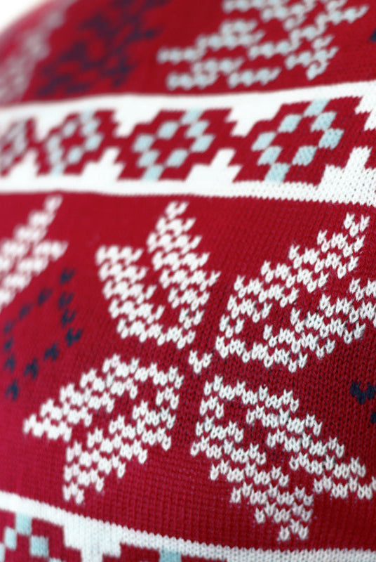 Suéter de Navidad para Familia Rojo Clásico Estrellas Polares Detalle